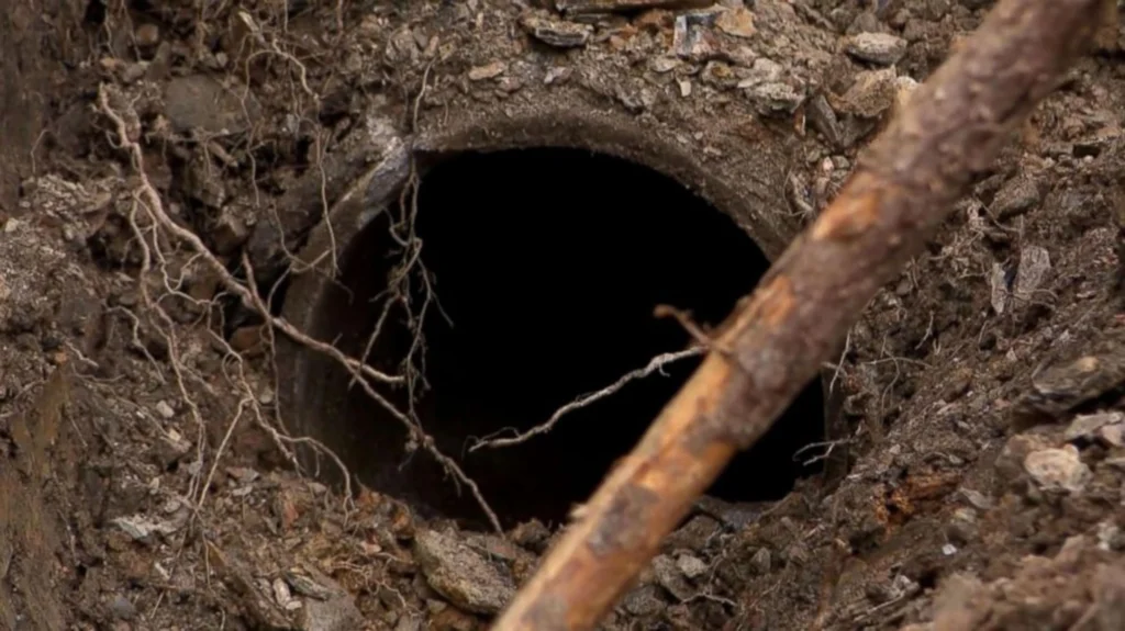 A drainage pipe at Chalamont Park in Little Rock, Ark