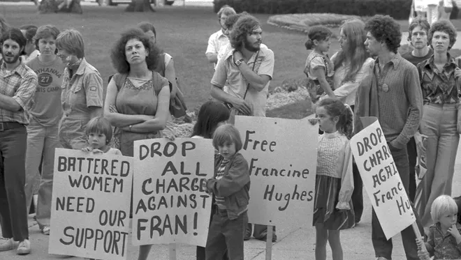 Francine Hughes rally at the state capitol
