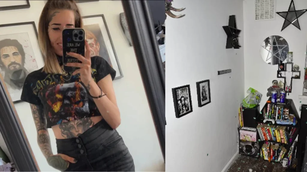 Groves kept ceremonial daggers beside her bed on a coffin-shaped shelf.