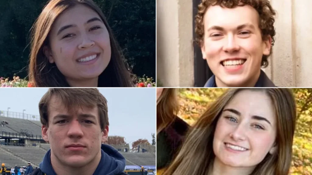 From top left, Hana St. Juliana and Justin Shilling. From bottom left, Tate Myre and Madisyn Baldwin