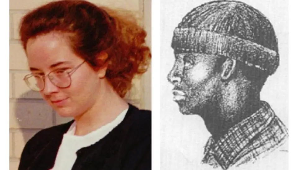 Susan Smith and the sketch created by police artists from her description of the carjacker