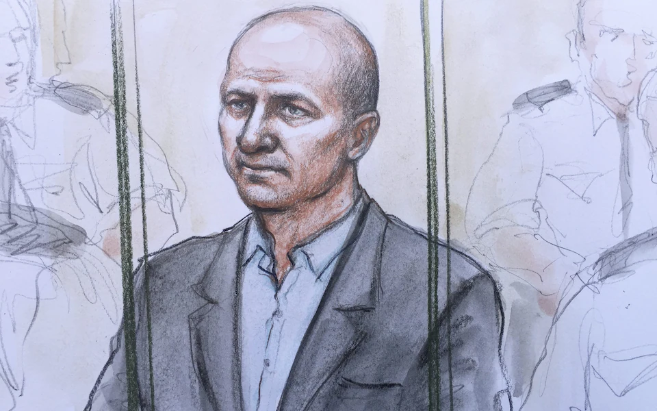 An artist's impression of Edward Tenniswood in the dock at Birmingham Crown Court