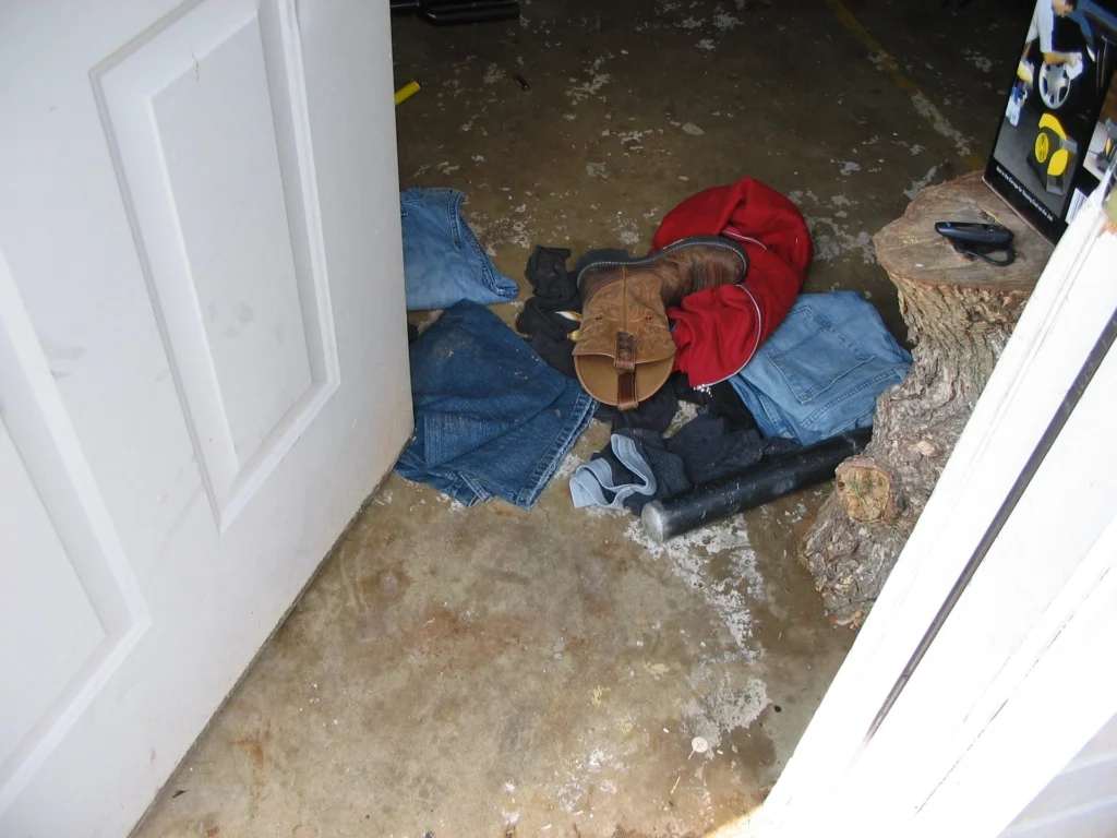 Some of Brittany’s clothes on the bedroom floor.